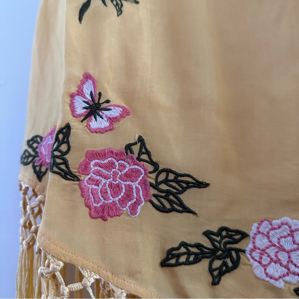 SOLD💛Urban Outfitters Carmen Embroidered Fringe Sleeveless Mini Dress in Yellow - Picture 7 of 16